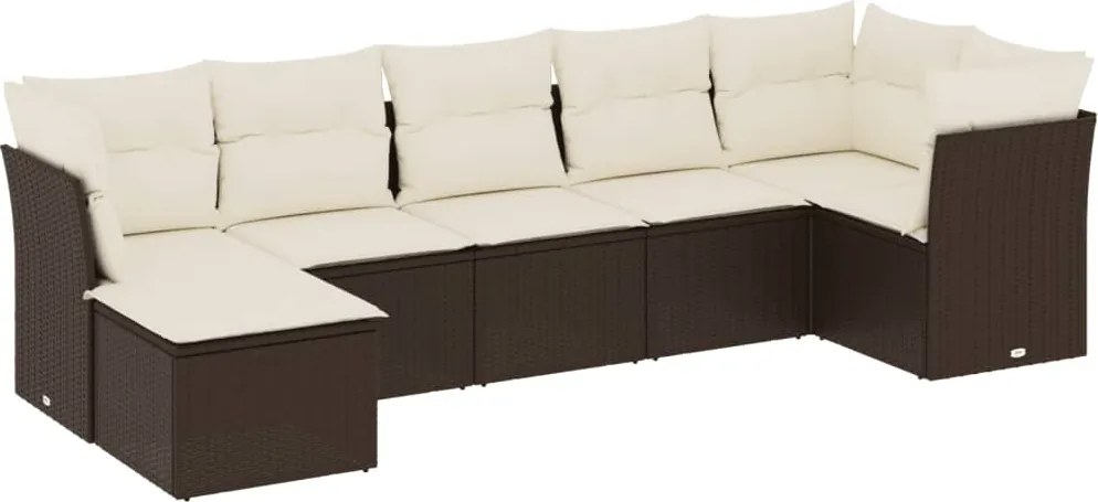 vidaXL 7 részes barna polyrattan kerti ülőgarnitúra párnákkal