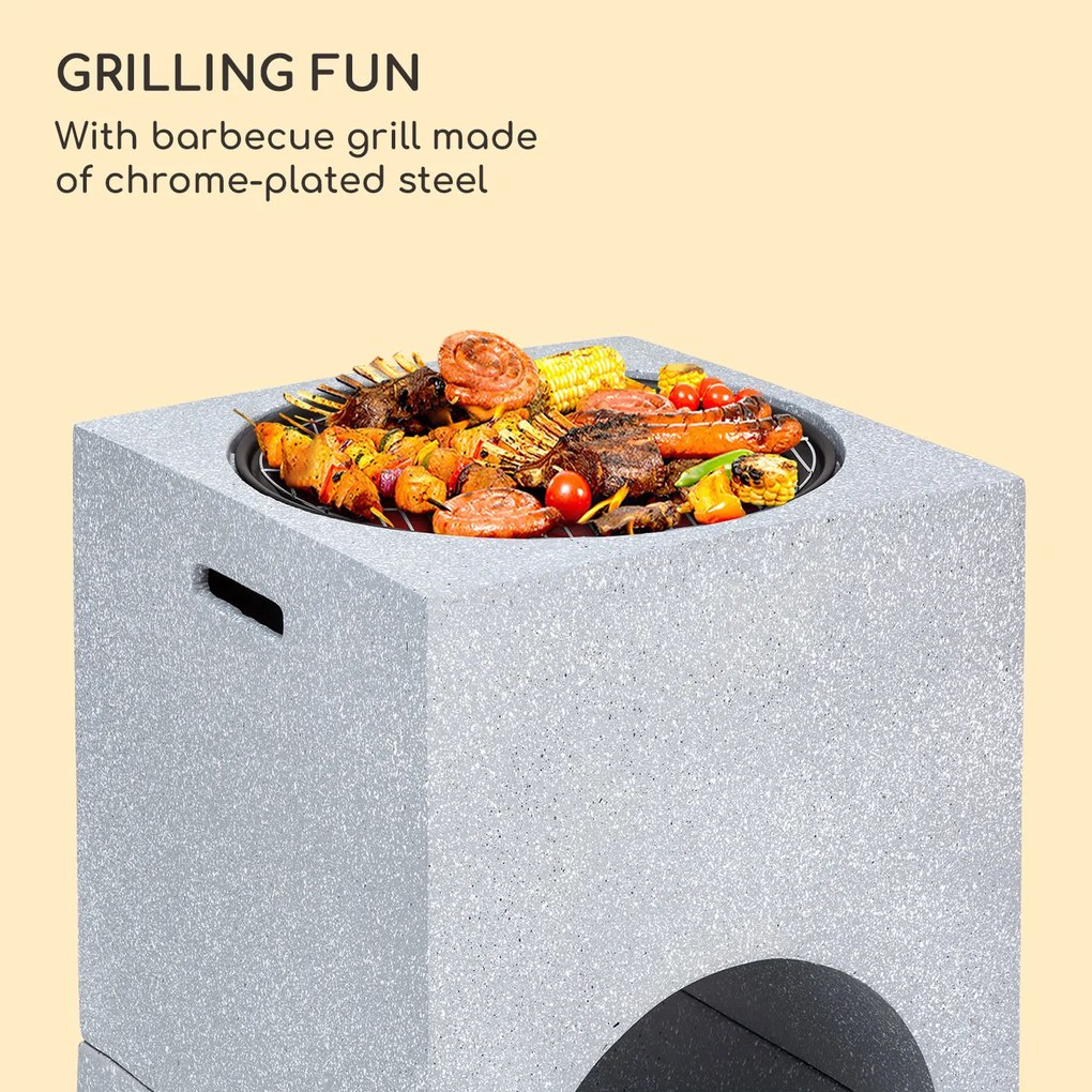 Blumfeldt Monolith, tűzrakóhely grillel, MGO és acél fedél, szikrafogó