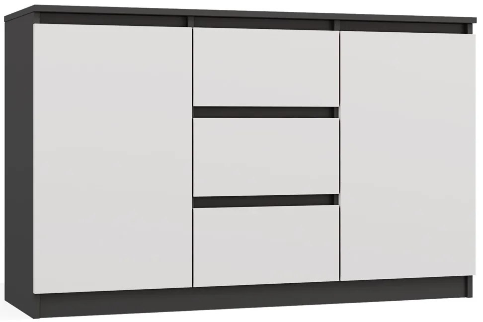 Aldabra 2D3S fiókos szekrény, 120x75x40 cm, antracit-fehér