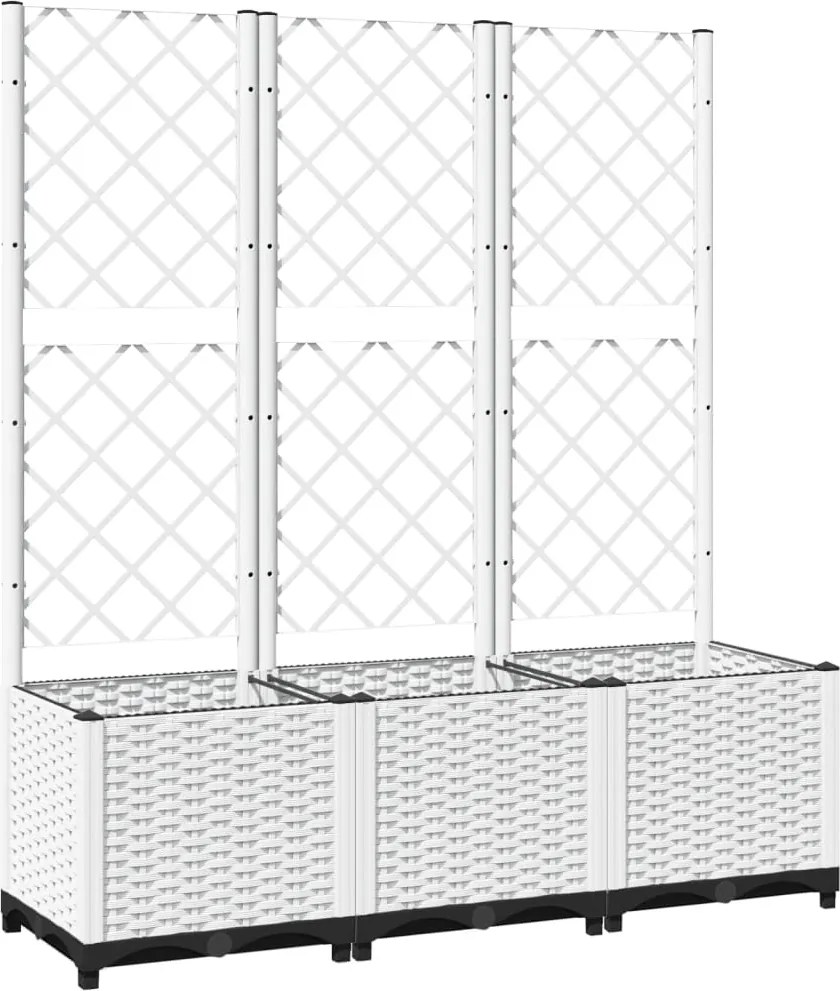 vidaXL fehér polipropilén rácsos kerti ültetőláda 120 x 40 x 136 cm