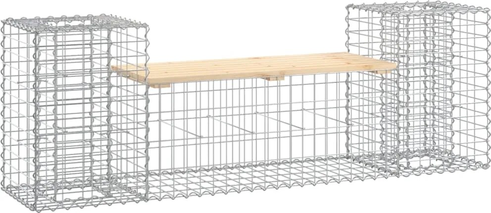 vidaXL tömör fenyőfa gabion kerti pad 183x41x60,5 cm