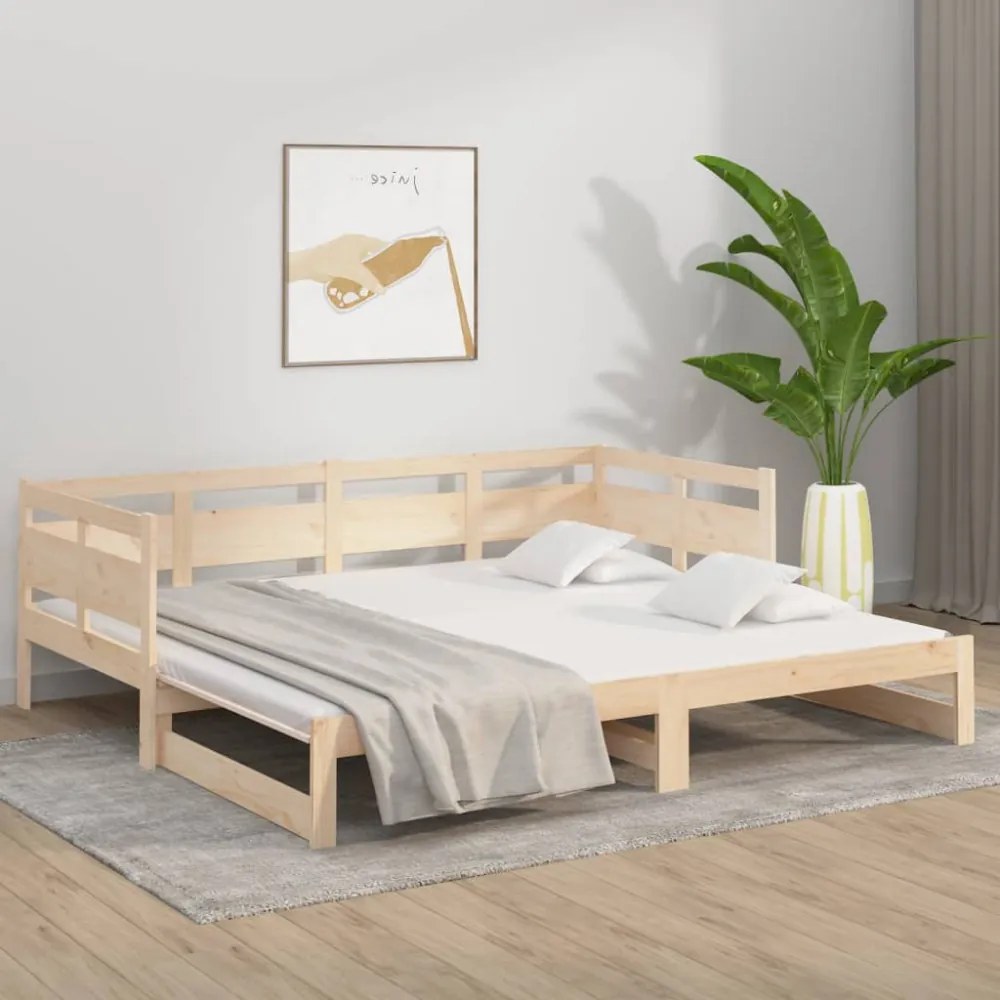 tömör fenyőfa kihúzható kanapéágy 2 x (80 x 200) cm