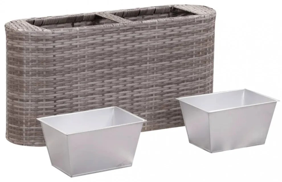 Szürke polyrattan virágtartó 80 x 25 x 40 cm