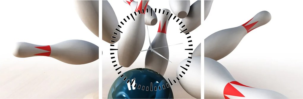 Kép - bowling (órával) (90x30 cm)
