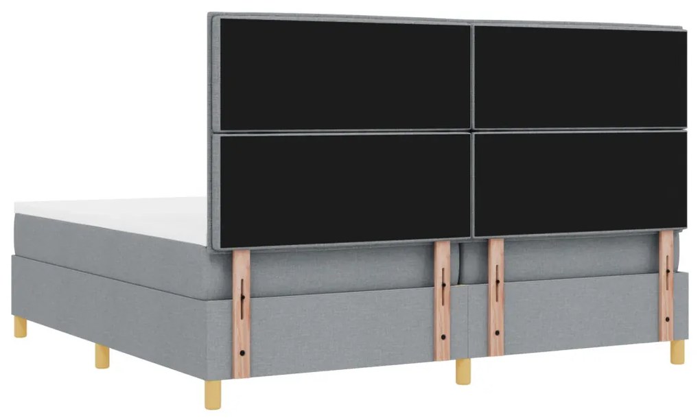 vidaXL Boxspring Ágy Matrac Világosszürke 200x200 cm Szövet