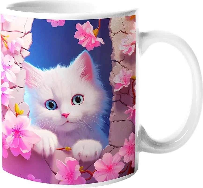 Csodaszép Macska Bögre Cicáknak Aranyos Cica "3D hatás" Ajándék 330ml.