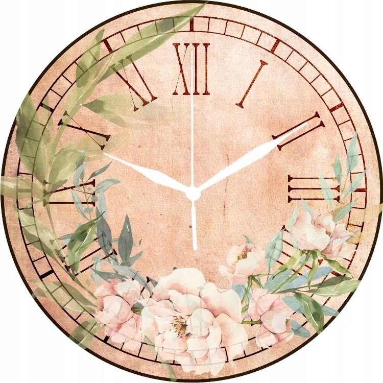 Dekoratív falióra római számokkal konyhába nappaliba Virágok 35 cm