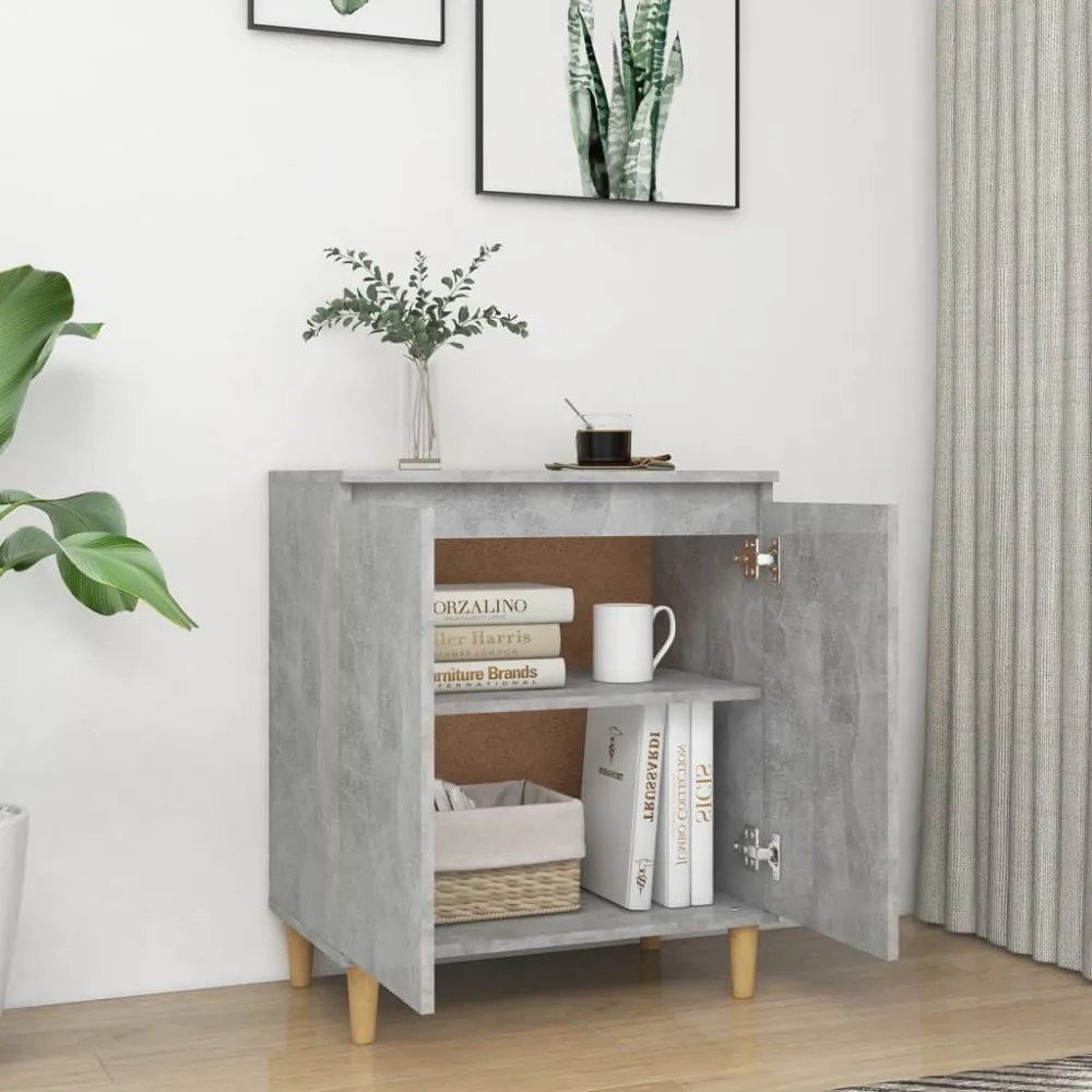 betonszürke szerelt fa tálalószekrény falábakkal 60x35x70 cm