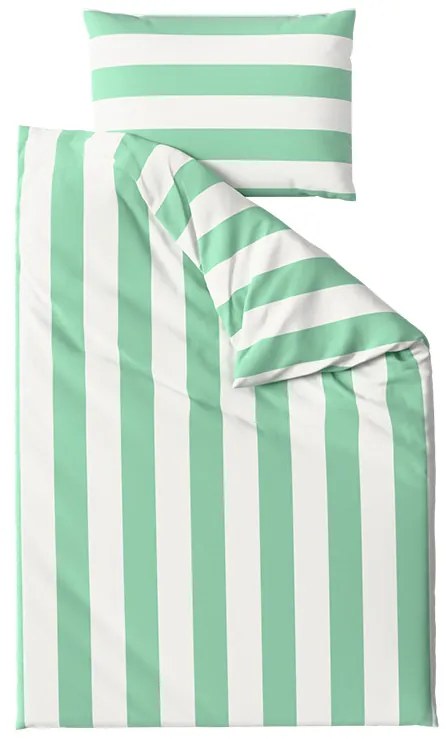 Pamut ágynemű STRIPES fehér-zöld Ágyneműhuzat mérete: 2 db 70 x 90 cm | 200 x 220 cm