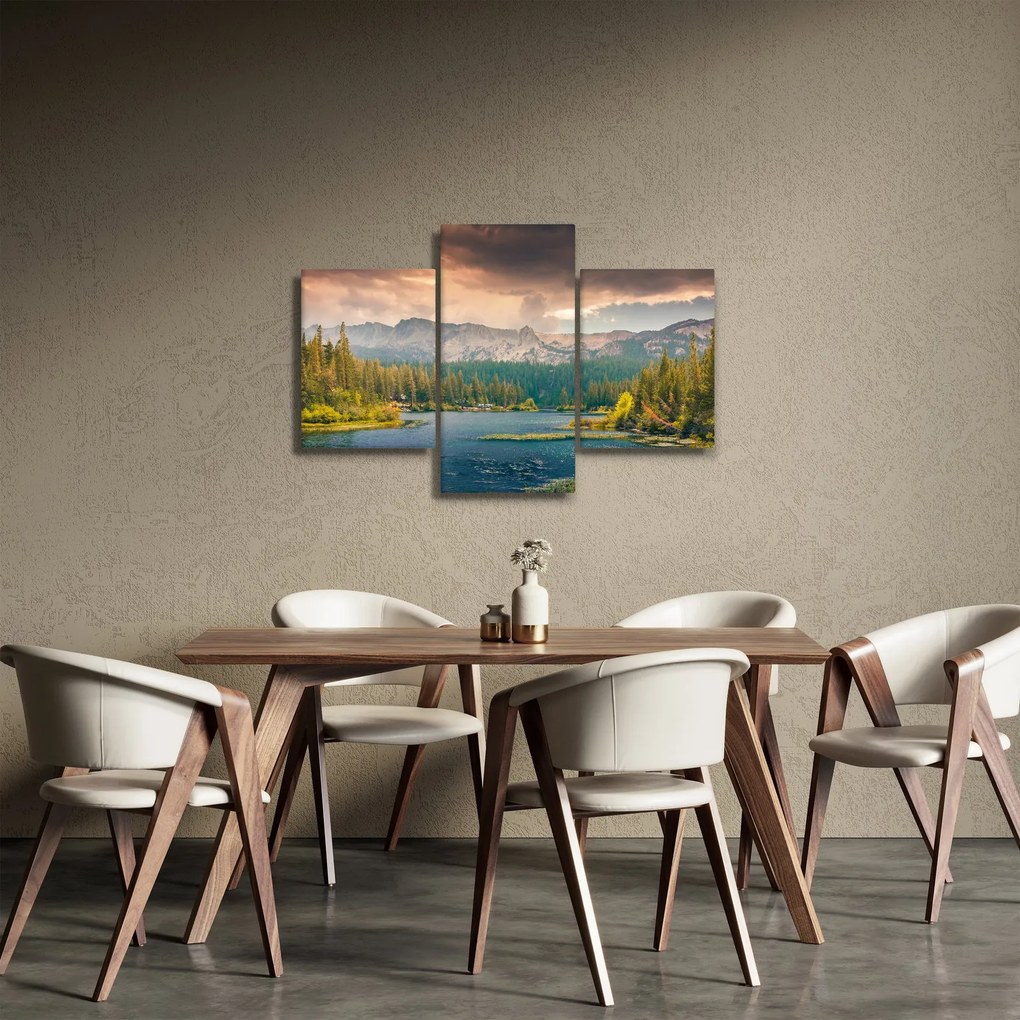 Egy kép a hegyi folyó és a hegyek (90x60 cm)