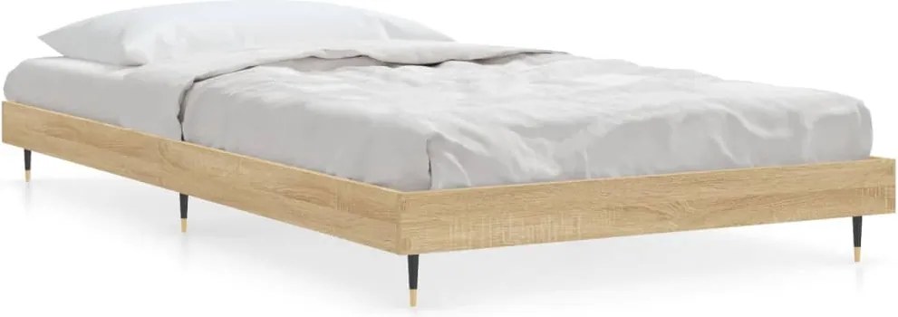 vidaXL sonoma tölgy színű szerelt fa ágykeret matrac nélkül 90x200 cm