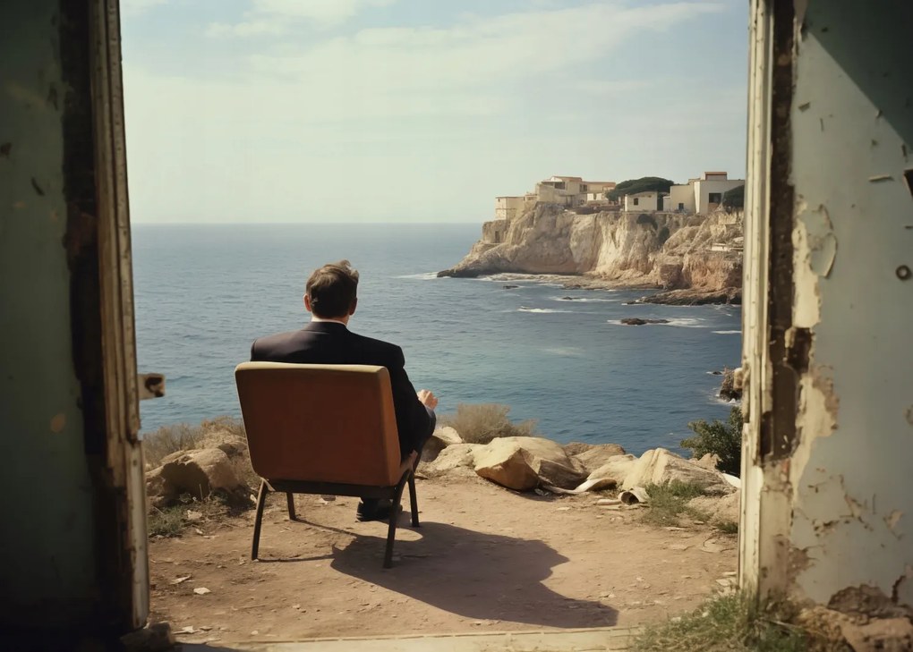 Poszter 70x50cm Magányos tengerparti konfrontáció