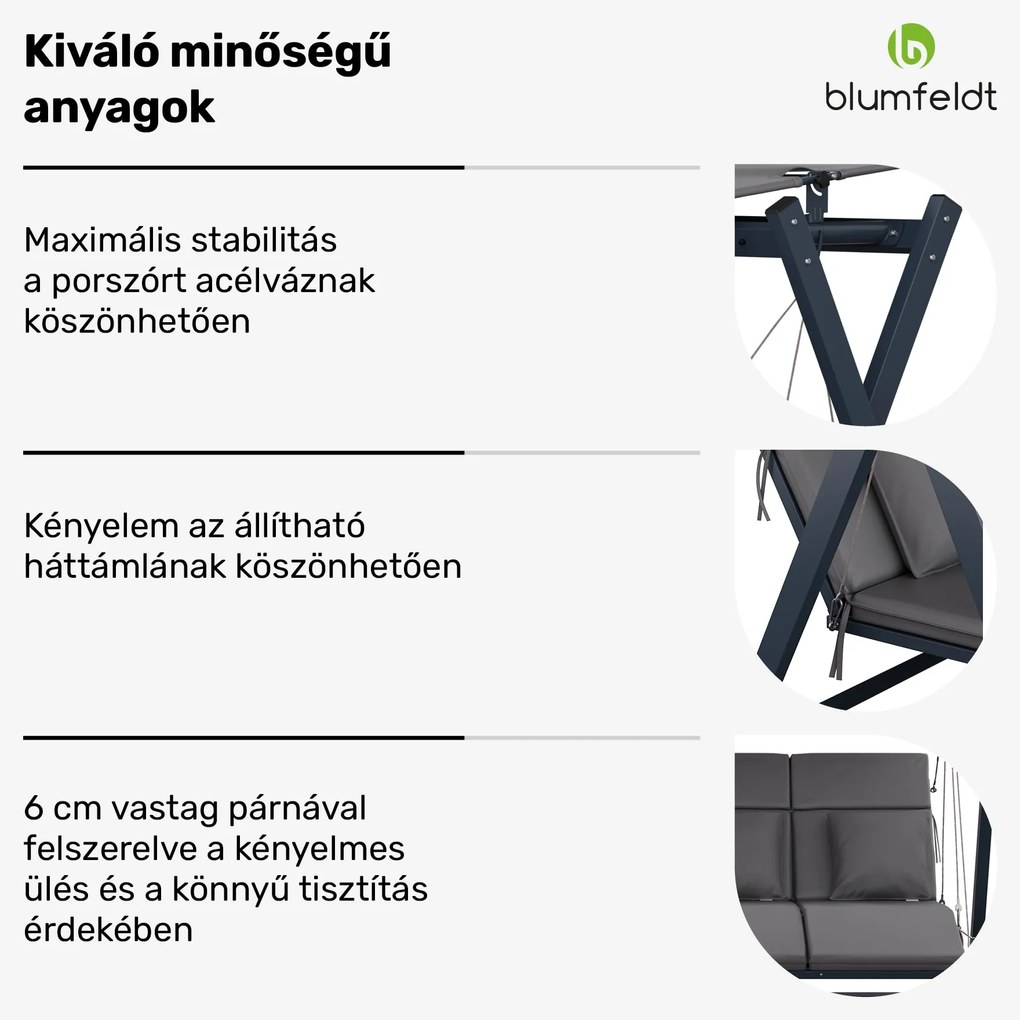 FlexiSwing, hollywoodi hinta, 4 üléses, állítható háttámla, napellenző, időjárásálló