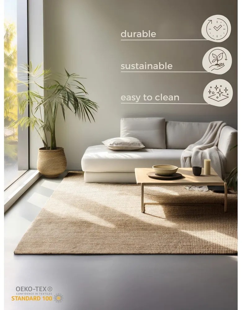 Natúr színű juta szőnyeg 120x170 cm Bouclé – Hanse Home