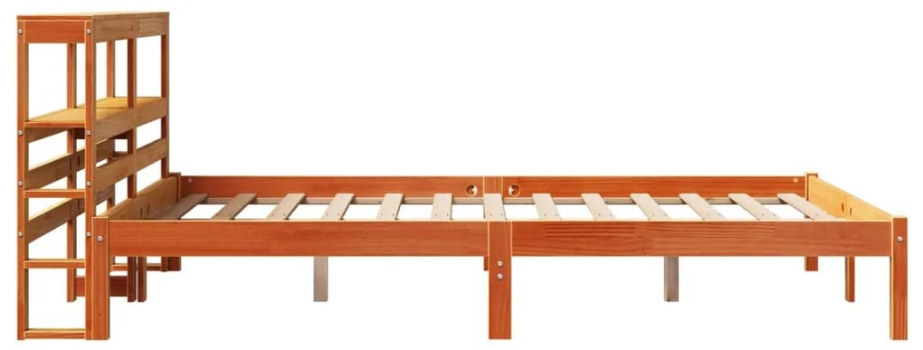 viaszbarna tömör fenyőfa ágykeret fejtámlával 120 x 200 cm