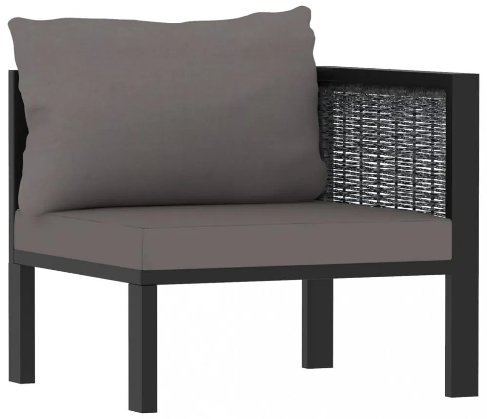 5 részes antracitszürke kerti polyrattan ülőgarnitúra párnákkal
