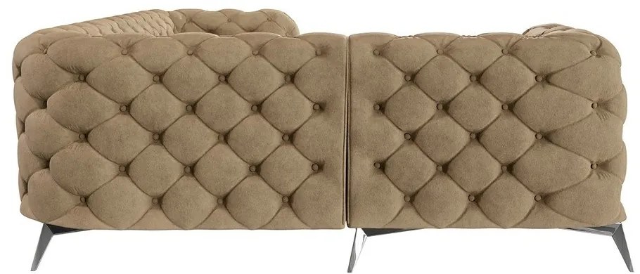 Világosbarna bársony sarokkanapé (bal oldali-L alakú) Chelsea – Ropez