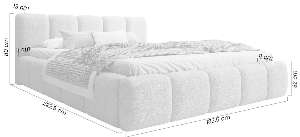 Tesia kárpitozott ágy 160x200 ágyneműtartóval - bézs bouclé Quelle 05