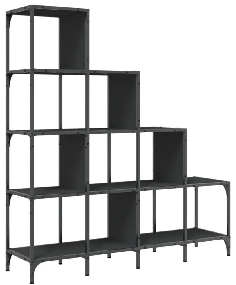 fekete szerelt fa és fém könyvszekrény 122 x 30 x 132 cm