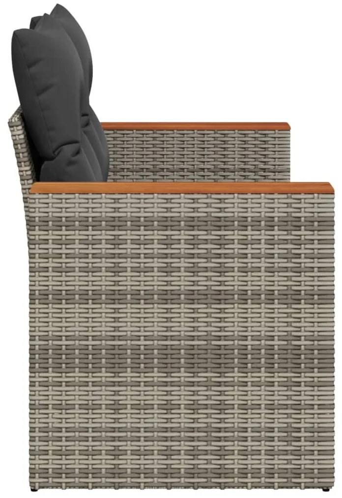 2 személyes szürke polyrattan kerti kanapé párnával