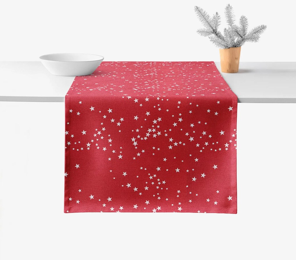 Goldea valencia asztali futó - csillagok piroson 35x120 cm