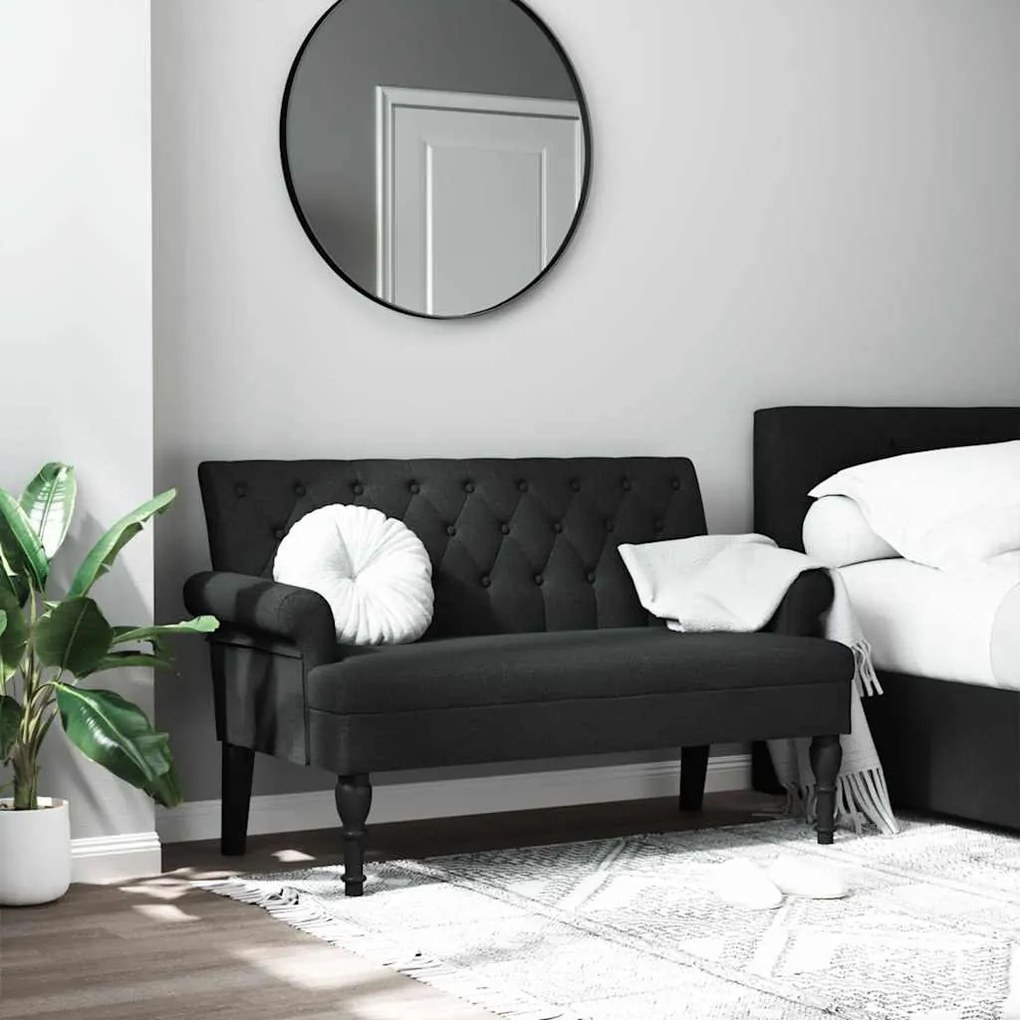 fekete szövetpad háttámlával 120 x 62 x 75,5 cm