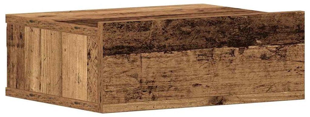 Antik fa szerelt fa lebegő éjjeliszekrény 40x32x15 cm