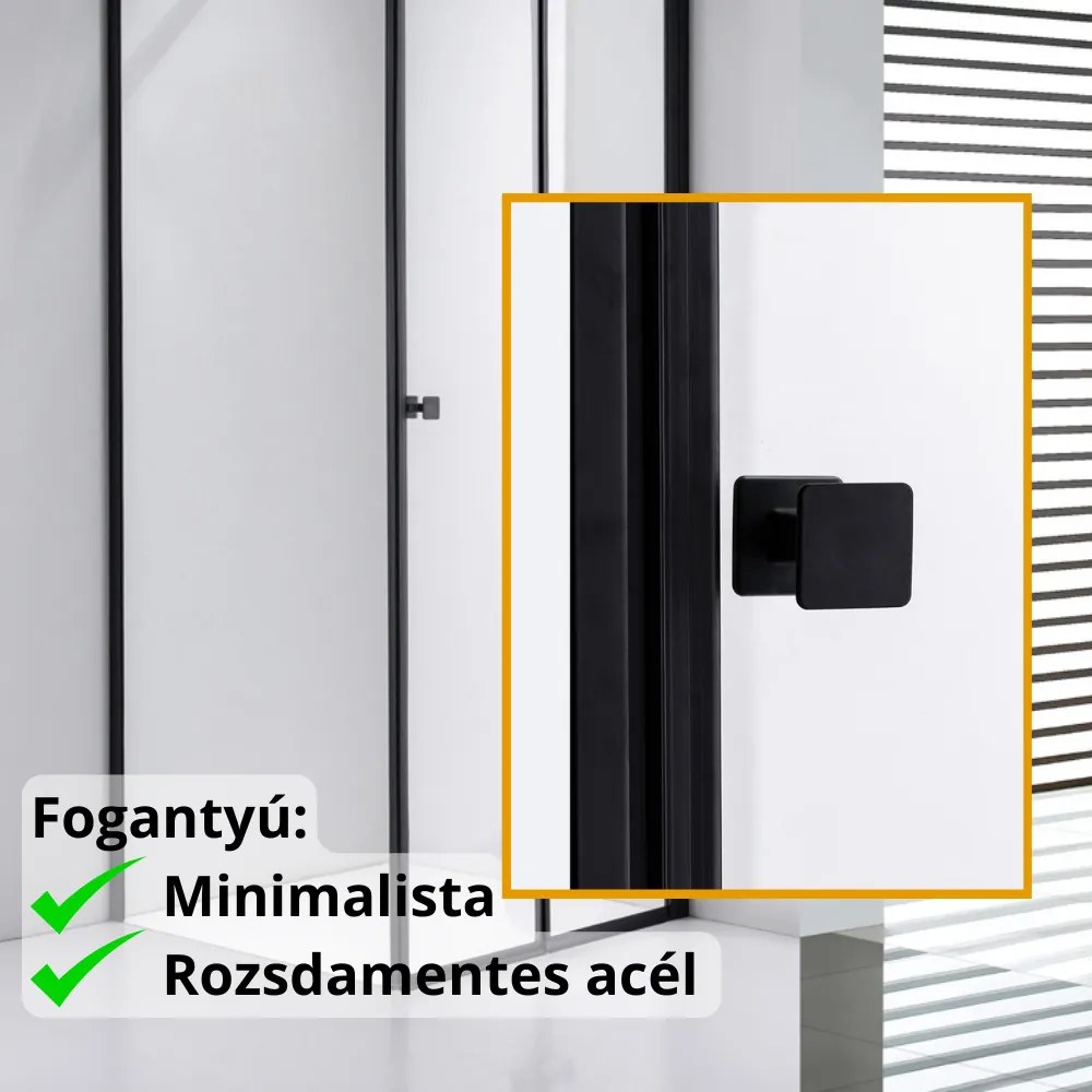 Stuxi Verona Black 110x110 cm szögletes csuklóajtós zuhanykabin, 6 mm vízlepergető üveggel, fekete elemekkel