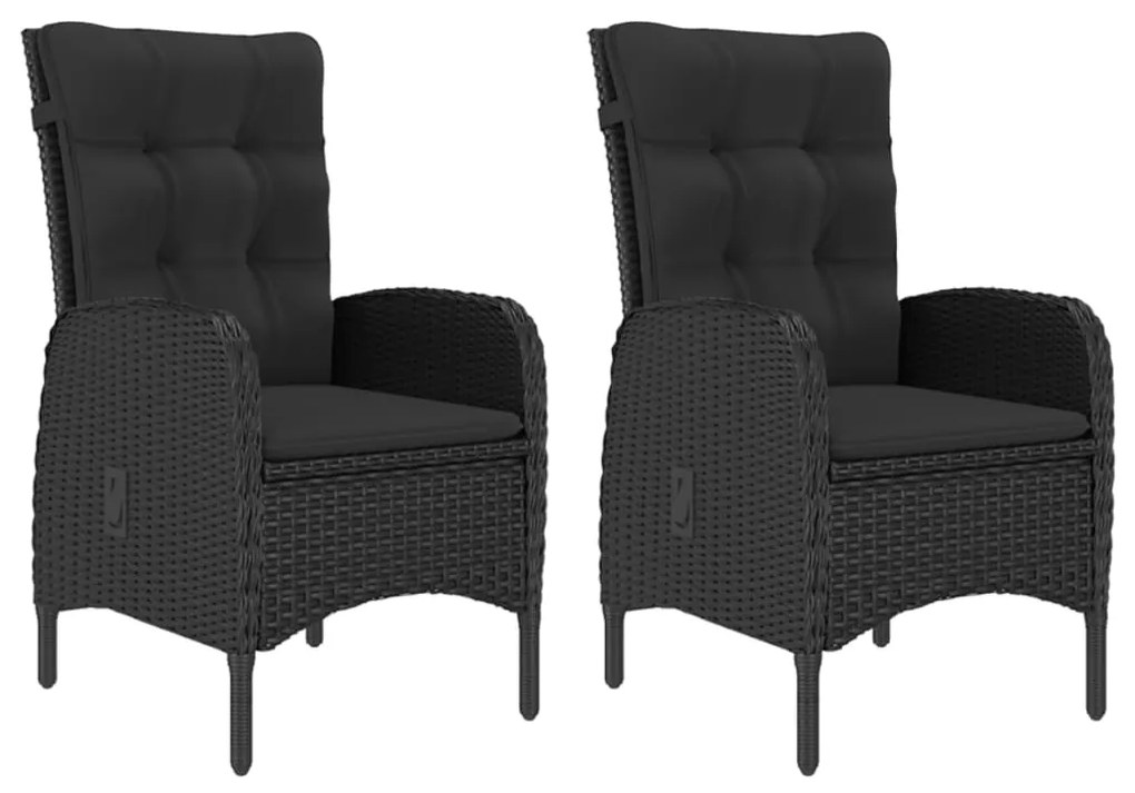 vidaXL 3 részes fekete kerti étkezőgarnitúra