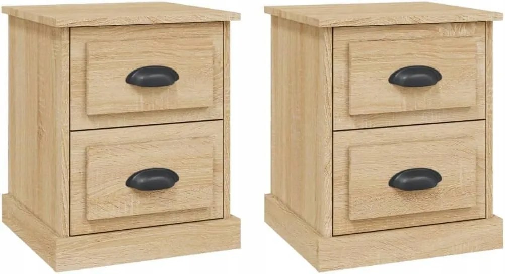 Éjjeliszekrény, 2 db, sonoma tölgy, 39x39x47,5 cm