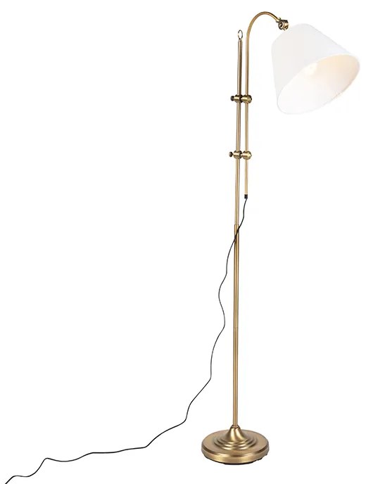 Klasszikus állólámpa bronz színű fehér árnyékolóval - Ashley