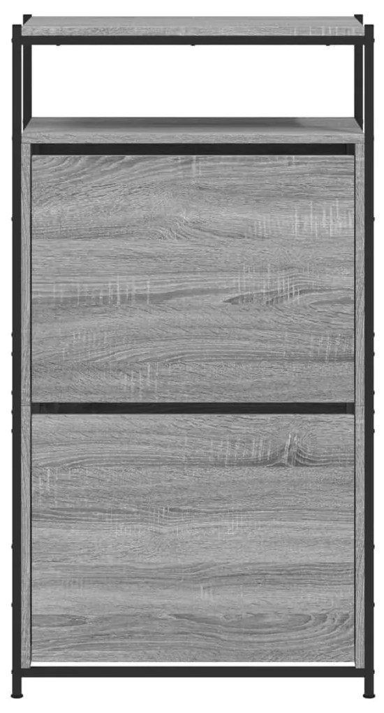 szürke sonoma színű szerelt fa cipőszekrény 60x34x112 cm