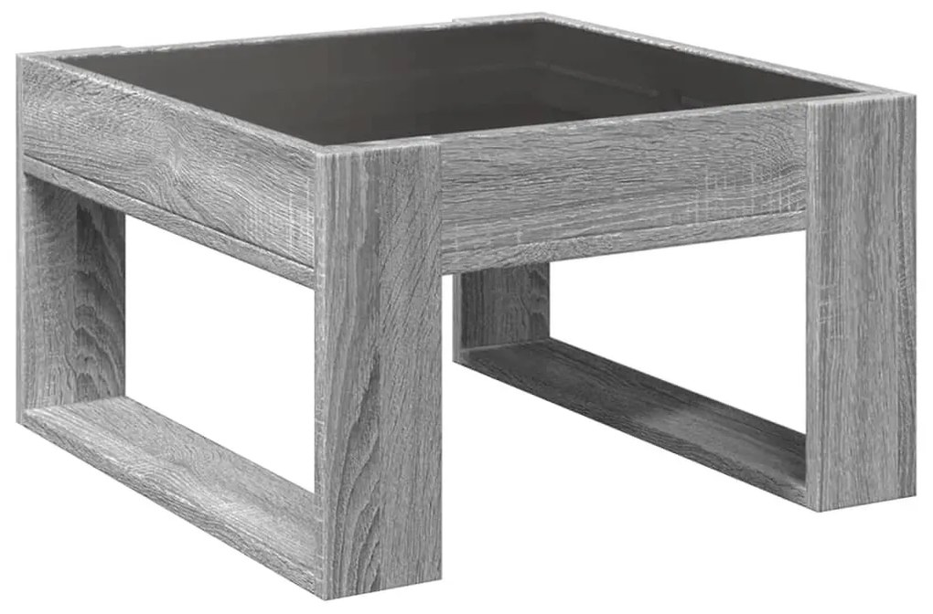szürke sonoma végtelen hatású LED-es dohányzóasztal 50x53x30 cm