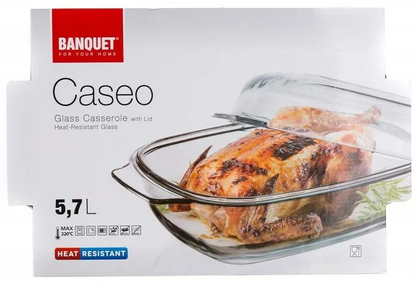 Banquet CASEO üveg sütőedény fedővel 5,7 l, négyzet