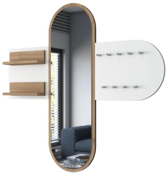 Fali tükör RANI 125x120 cm fehér/barna