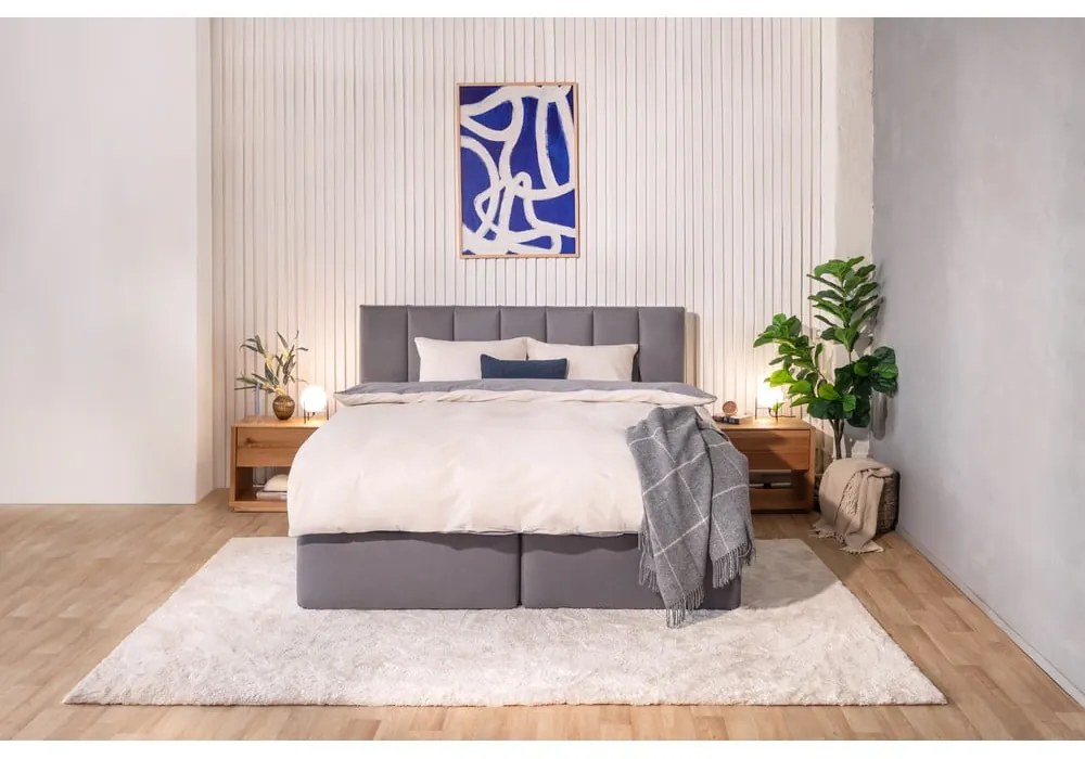 Szürke boxspring ágy 180x200 cm Olia Bold Line – Bonami Selection