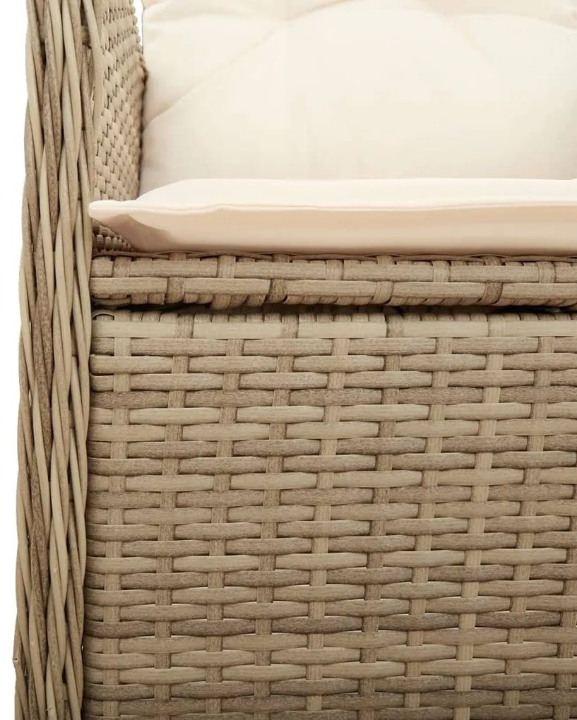 7 részes bézs polyrattan kerti bisztrógarnitúra párnákkal