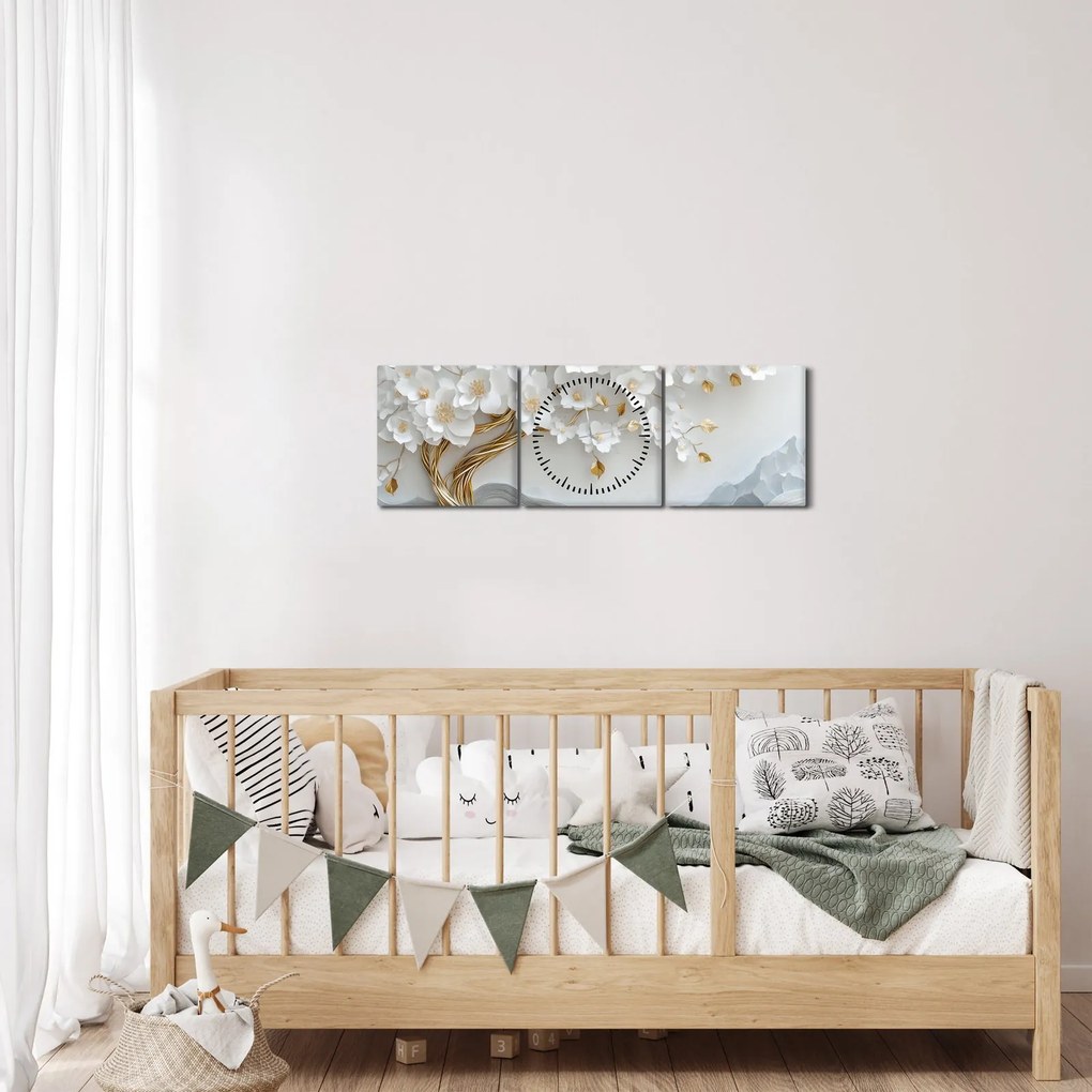 Kép – 3D elegáns életfa (órával) (90x30 cm)