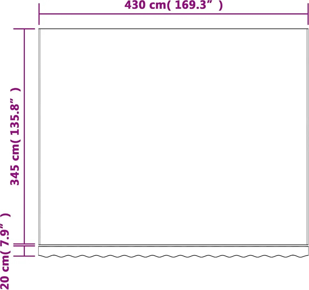 Többszínű csíkos pótszövet napellenzőhöz 4,5 x 3,5 m