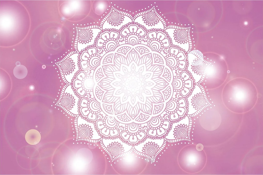 Egy mandala képe rózsaszín háttérrel (90x60 cm)
