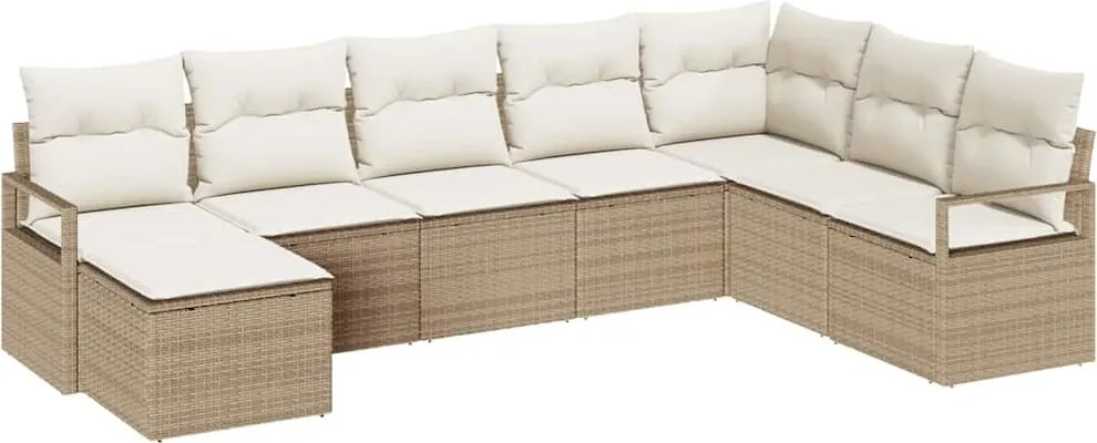 vidaXL Kanapé Szett párnával 8 pcs Bézs polirattan