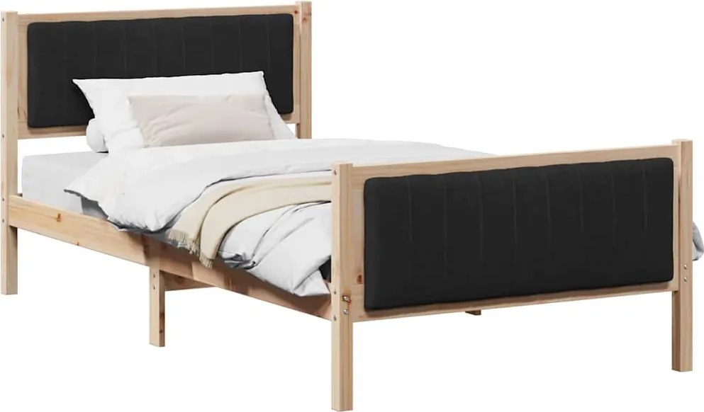 vidaXL Ágykeret fejtámlával Barna és fekete 100 x 200 cm Tömör fenyőfa