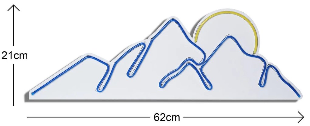 Műanyag LED-es fali dekoráció, Mountain - Blue - Sárga