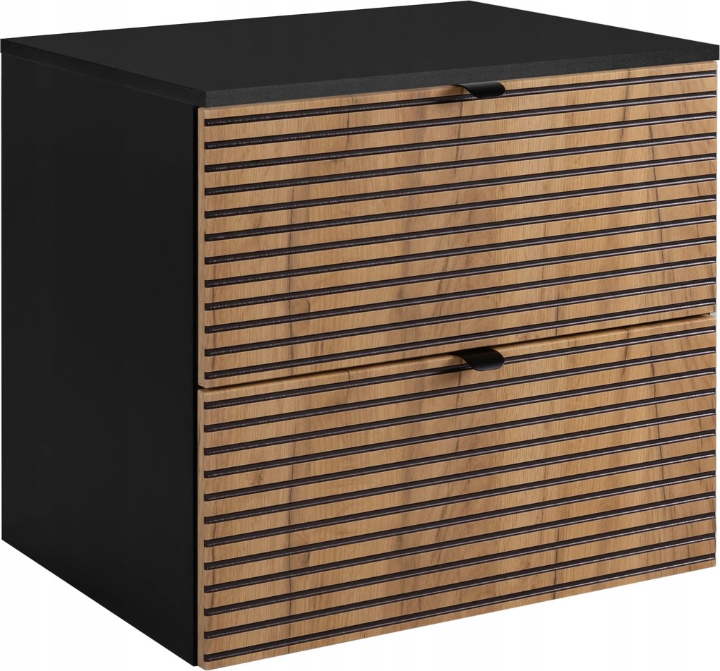 Fürdőszoba szekrény mosdó alá akasztható 60 fekete tölgy Ryfle Mdf Asztallap