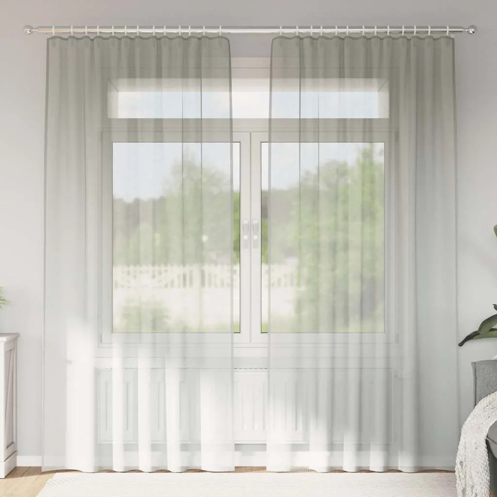 2 db világosszürke fátyolfüggönyök hurokkal 140x245 cm
