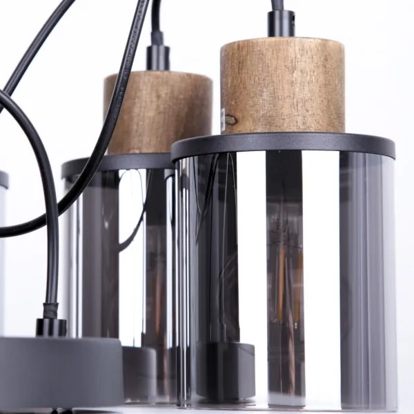 Globo 15707-3HR - Csillár zsinóron REID 3xE27/15W/230V átm. 27 cm tölgy