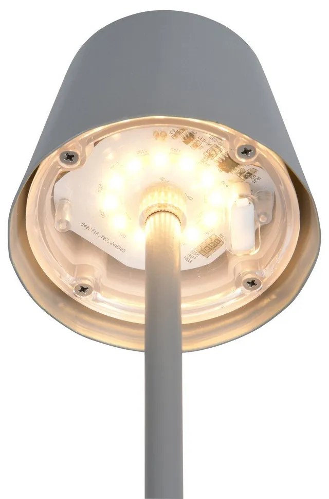 Szürke LED asztali lámpa fém búrával (magasság 21 cm) Diaz – Trio