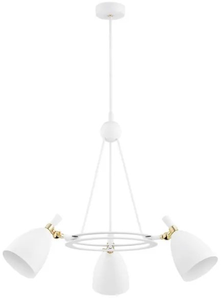 Argon 6148 - Csillár rúdon CHARLOTTE 3xE27/15W/230V fehér/arany