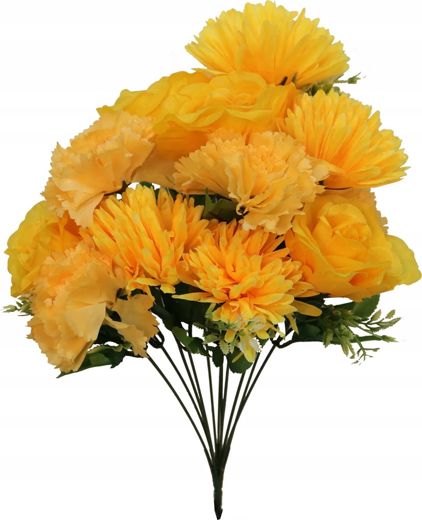 Csokor 12 Virág Rózsa Szegfű Krizantém Sárga