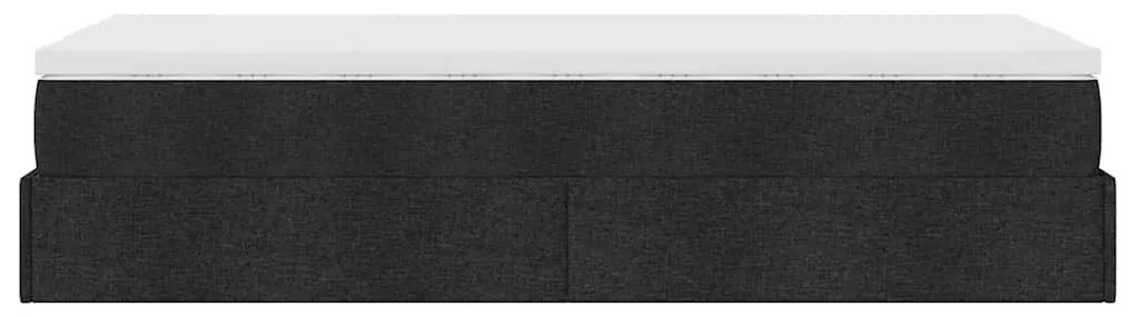 Ottomán ágykeret matraccal fekete 90x190cm szövet